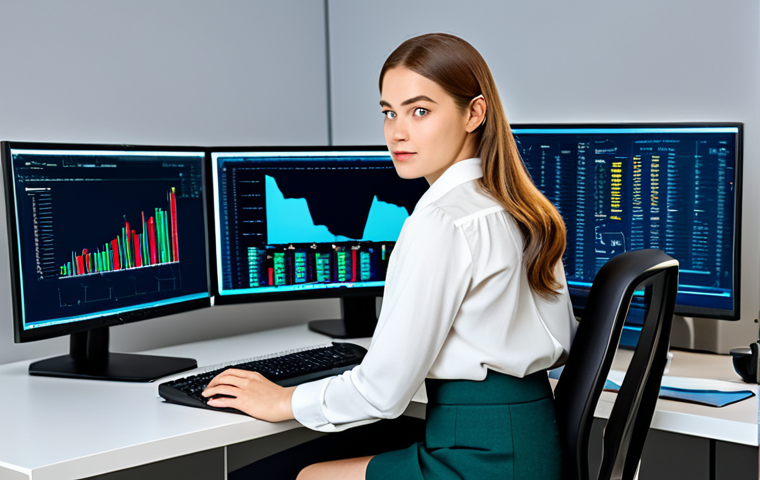 **

"A professional data analyst in a modest blouse and skirt, sitting at a workstation with multiple monitors displaying code and charts, fully clothed, appropriate attire, safe for work, perfect anatomy, correct proportions, natural pose, professional digital art, clean and modern office environment, family-friendly."

**